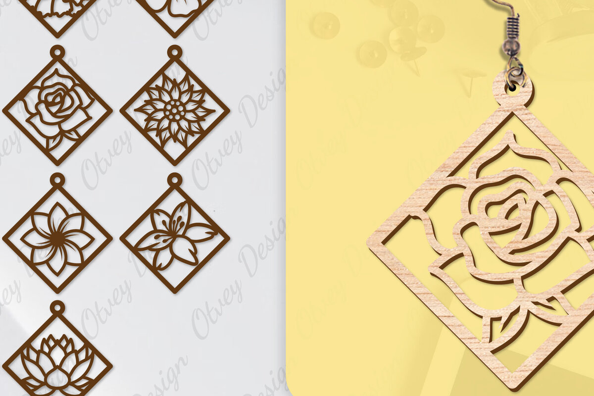 Intra απο ξύλο plywood 3mm-4mm πάχος - Σκουλαρίκια Μπρελόκ Laser Cut BNDLE Δίασταση 3x3 cm INTRAFABR-104538519