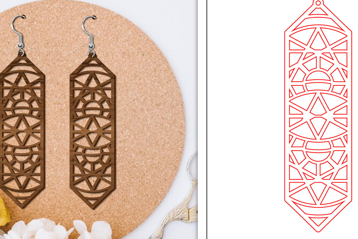 Intra απο ξύλο plywood 3mm-4mm πάχος - Σκουλαρίκια Laser Cut | Αφηρημένα σκουλαρίκια Δίασταση 3x3 cm INTRAFABR-114375651