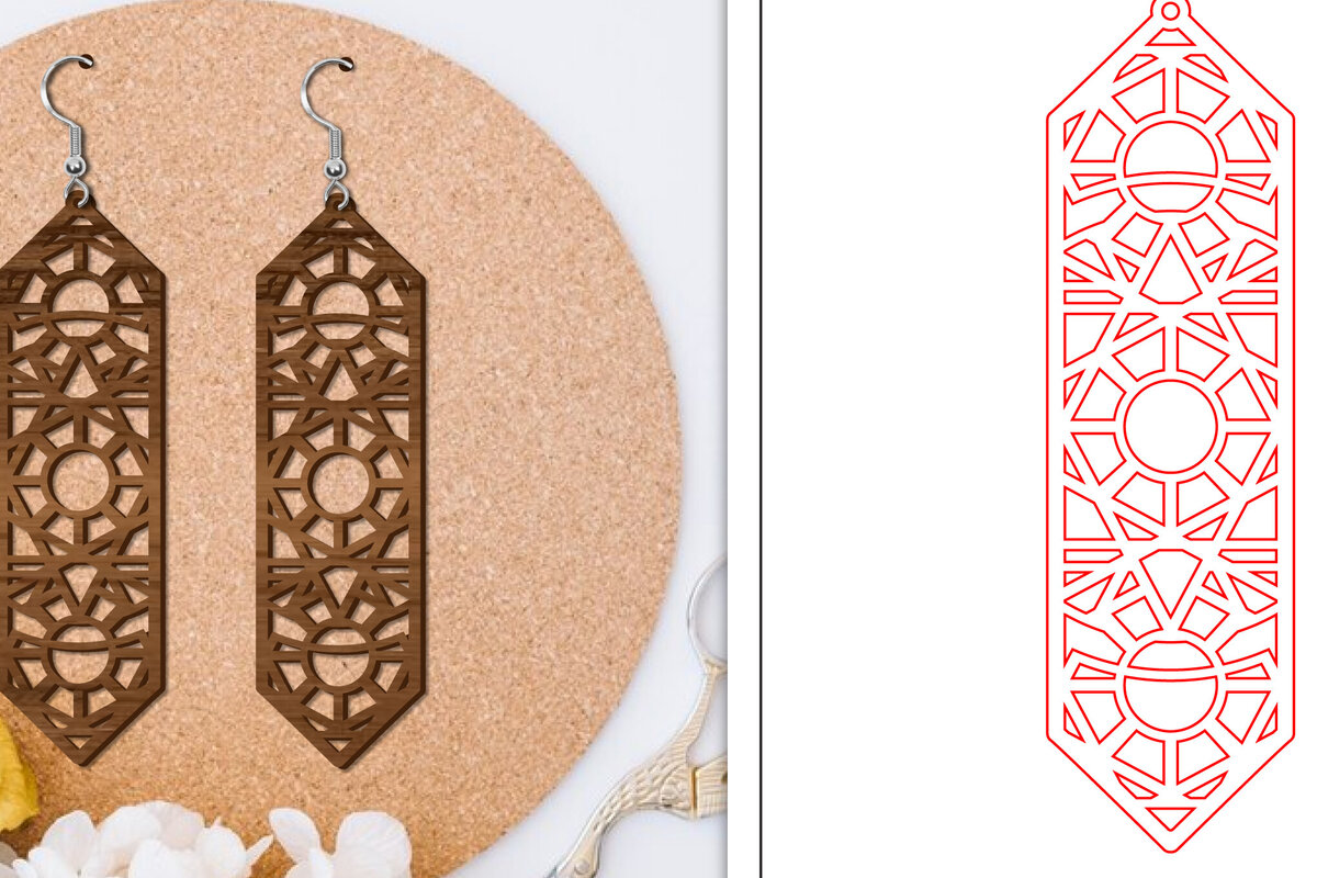 Intra απο ξύλο plywood 3mm-4mm πάχος - Σκουλαρίκια Laser Cut | Αφηρημένα σκουλαρίκια Δίασταση 3x3 cm INTRAFABR-114375669