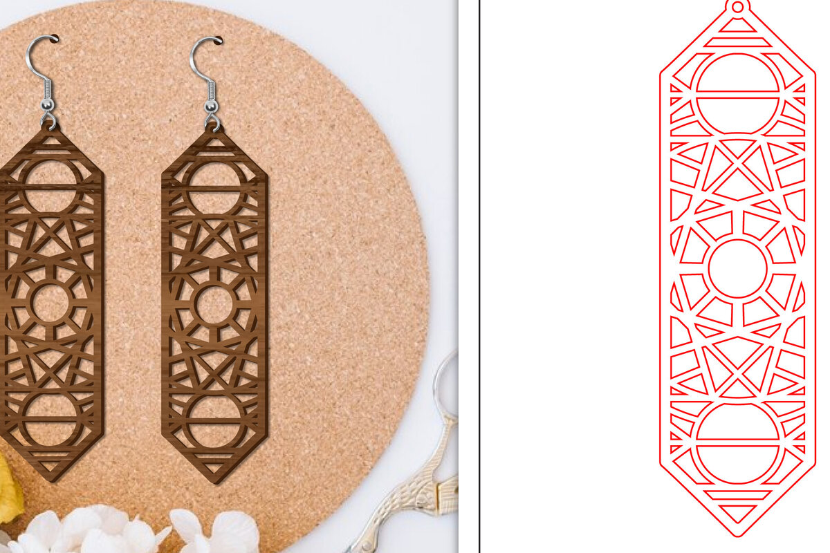 Intra απο ξύλο plywood 3mm-4mm πάχος - Σκουλαρίκια Laser Cut | Αφηρημένα σκουλαρίκια Δίασταση 3x3 cm INTRAFABR-114375713