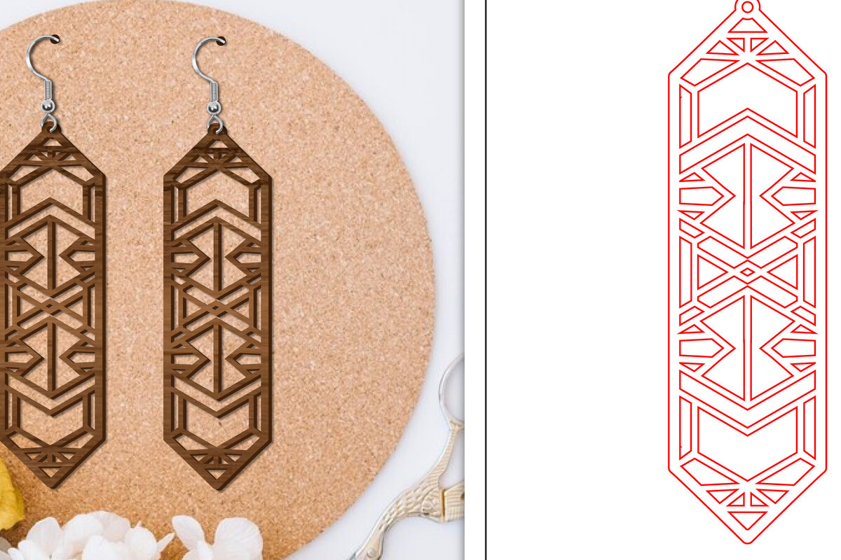 Intra απο ξύλο plywood 3mm-4mm πάχος - Σκουλαρίκια Laser Cut | Αφηρημένα σκουλαρίκια Δίασταση 3x3 cm INTRAFABR-114375765