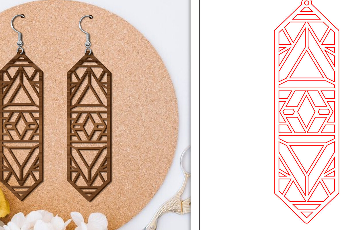 Intra απο ξύλο plywood 3mm-4mm πάχος - Σκουλαρίκια Laser Cut | Αφηρημένα σκουλαρίκια Δίασταση 3x3 cm INTRAFABR-114374516