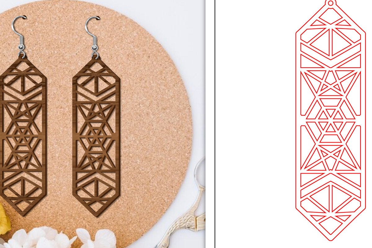 Intra απο ξύλο plywood 3mm-4mm πάχος - Σκουλαρίκια Laser Cut | Αφηρημένα σκουλαρίκια Δίασταση 3x3 cm INTRAFABR-114375780