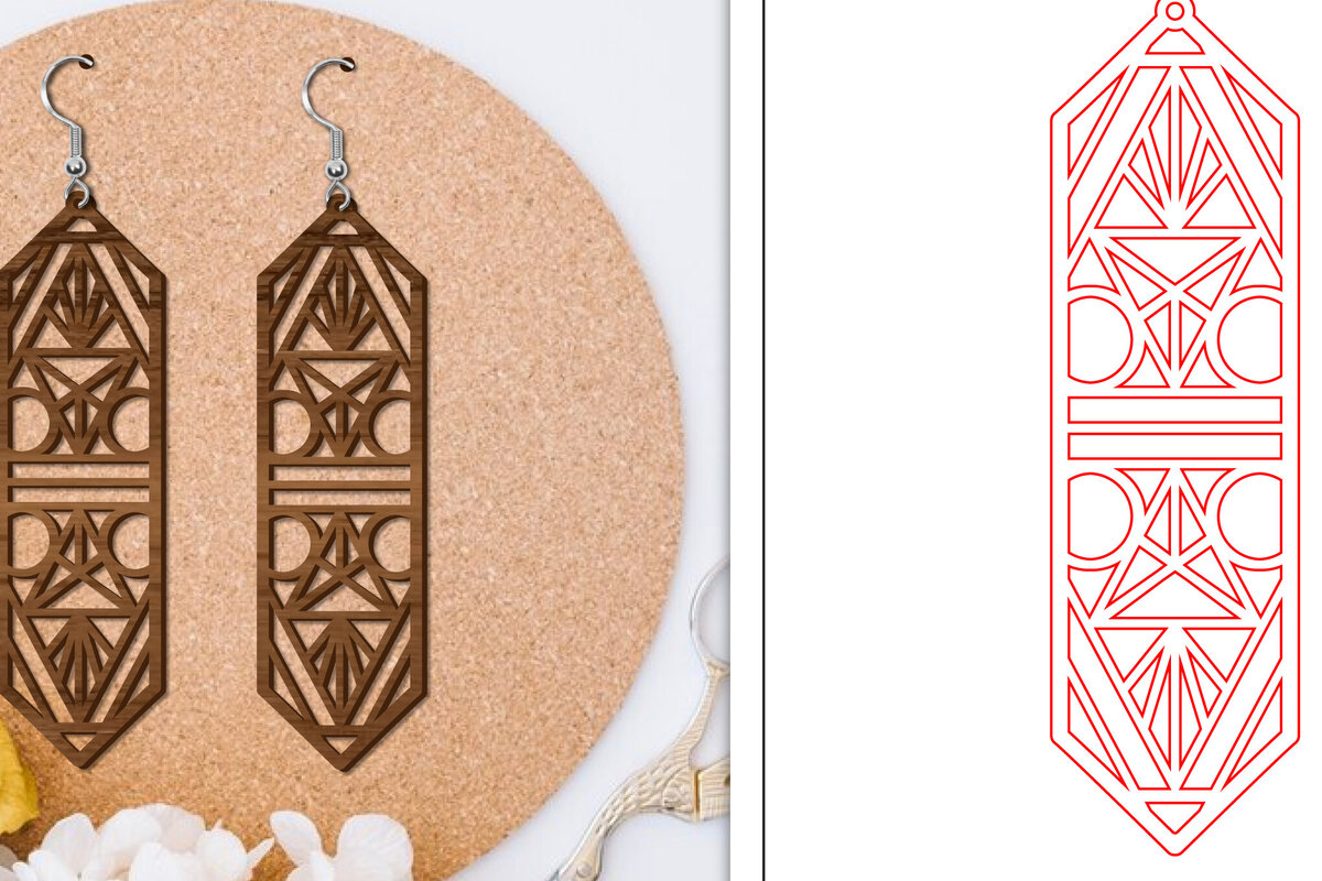 Intra απο ξύλο plywood 3mm-4mm πάχος - Σκουλαρίκια Laser Cut | Αφηρημένα σκουλαρίκια Δίασταση 3x3 cm INTRAFABR-114375877