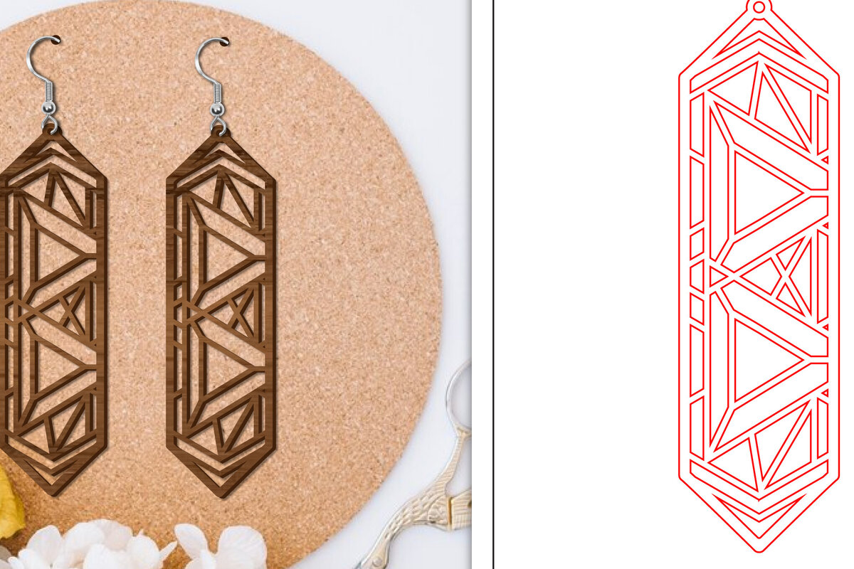 Intra απο ξύλο plywood 3mm-4mm πάχος - Σκουλαρίκια Laser Cut | Αφηρημένα σκουλαρίκια Δίασταση 3x3 cm INTRAFABR-114374542