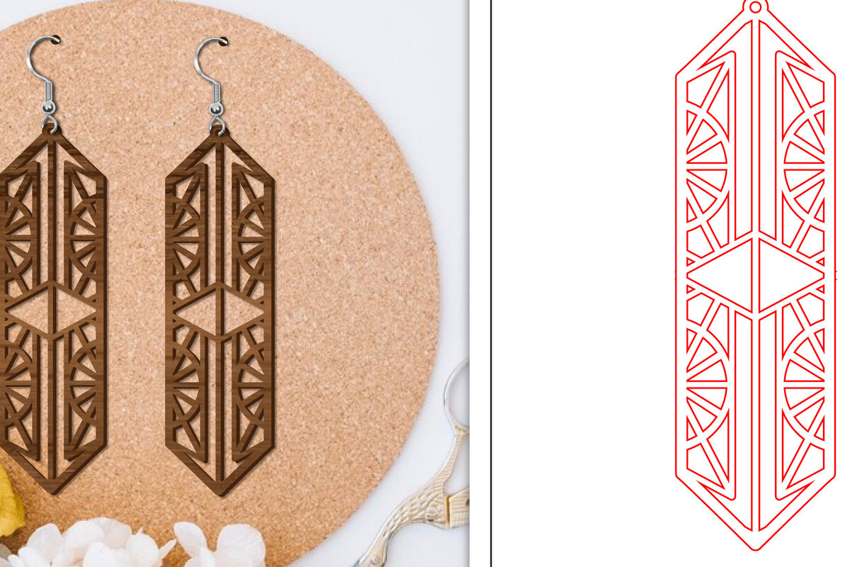 Intra απο ξύλο plywood 3mm-4mm πάχος - Σκουλαρίκια Laser Cut | Αφηρημένα σκουλαρίκια Δίασταση 3x3 cm INTRAFABR-114376061