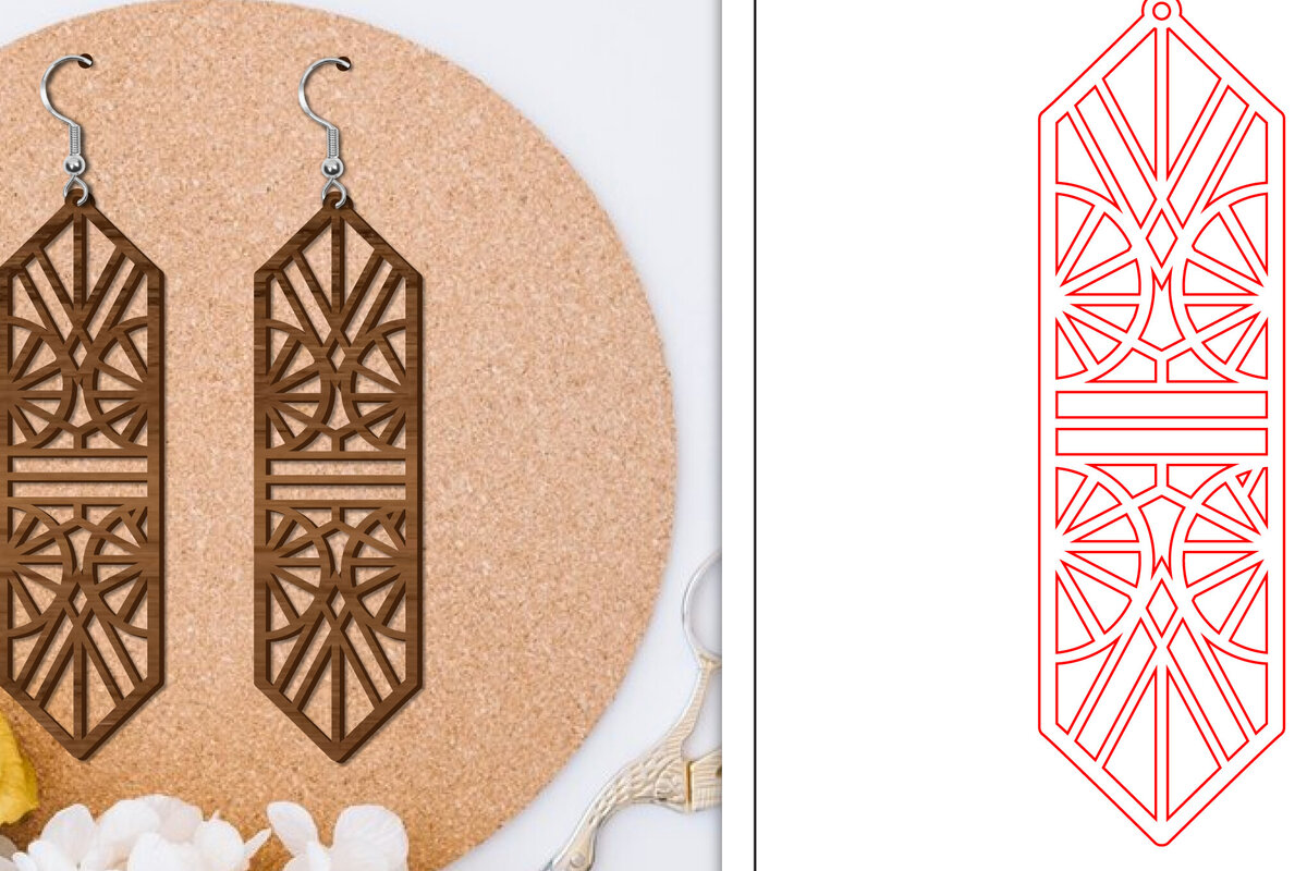 Intra απο ξύλο plywood 3mm-4mm πάχος - Σκουλαρίκια Laser Cut | Αφηρημένα σκουλαρίκια Δίασταση 3x3 cm INTRAFABR-114376111