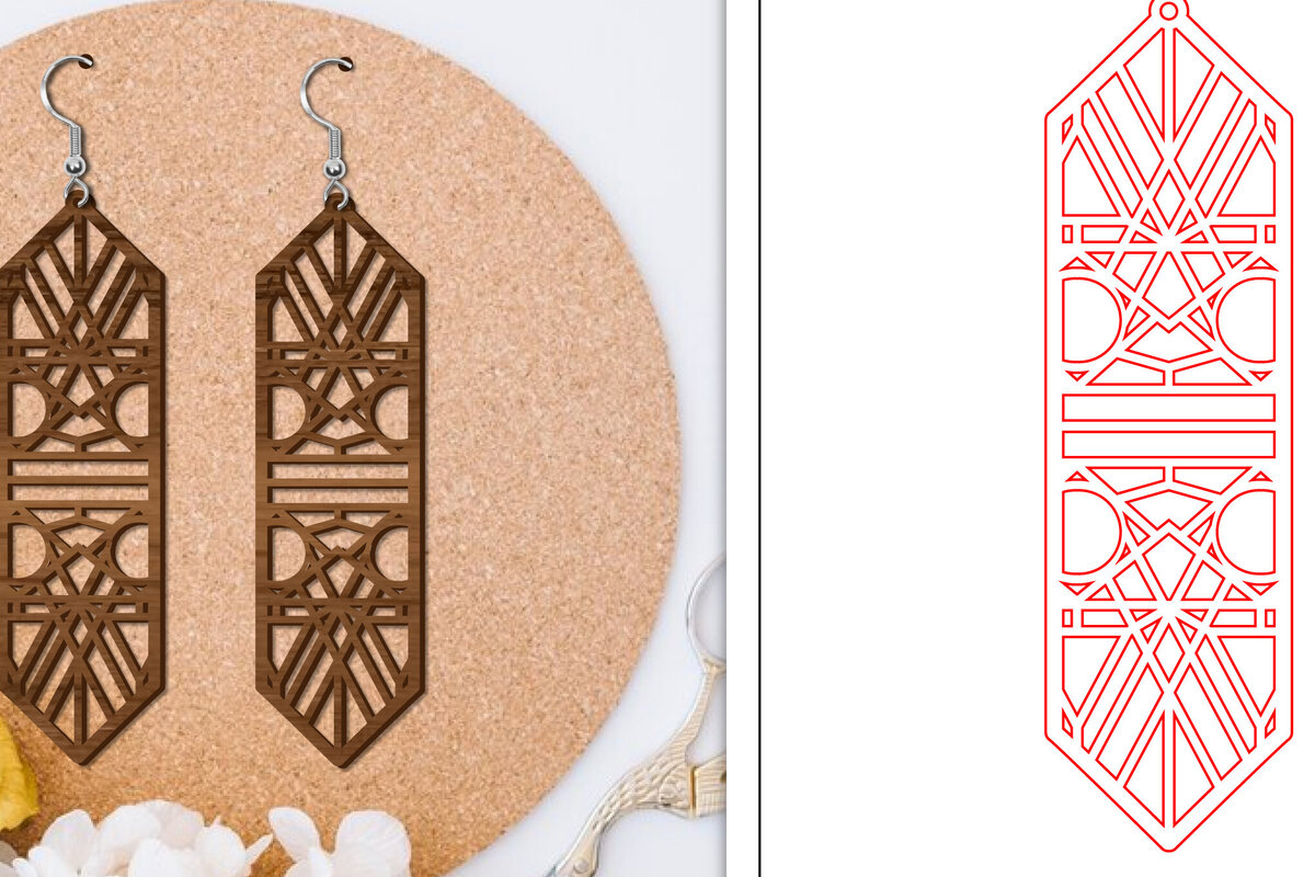 Intra απο ξύλο plywood 3mm-4mm πάχος - Σκουλαρίκια Laser Cut | Αφηρημένα σκουλαρίκια Δίασταση 3x3 cm INTRAFABR-114376192