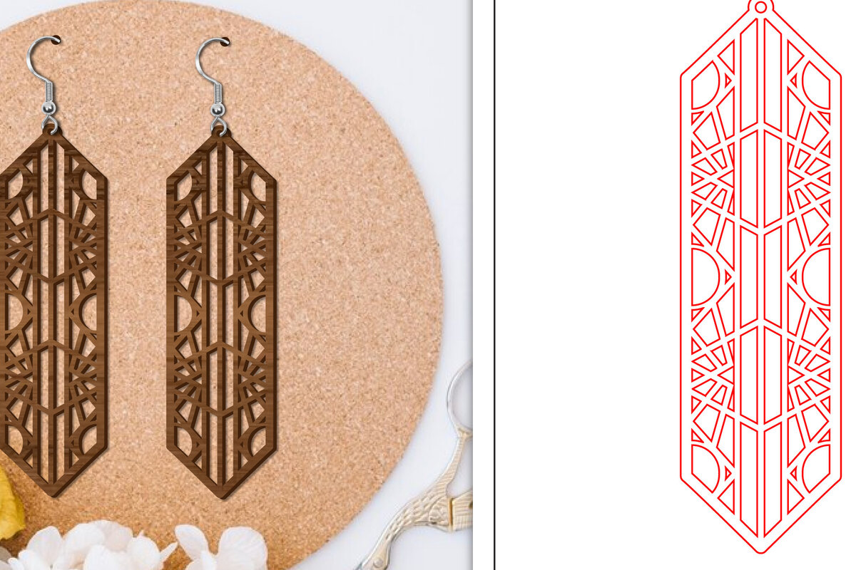 Intra απο ξύλο plywood 3mm-4mm πάχος - Σκουλαρίκια Laser Cut | Αφηρημένα σκουλαρίκια Δίασταση 3x3 cm INTRAFABR-114376282