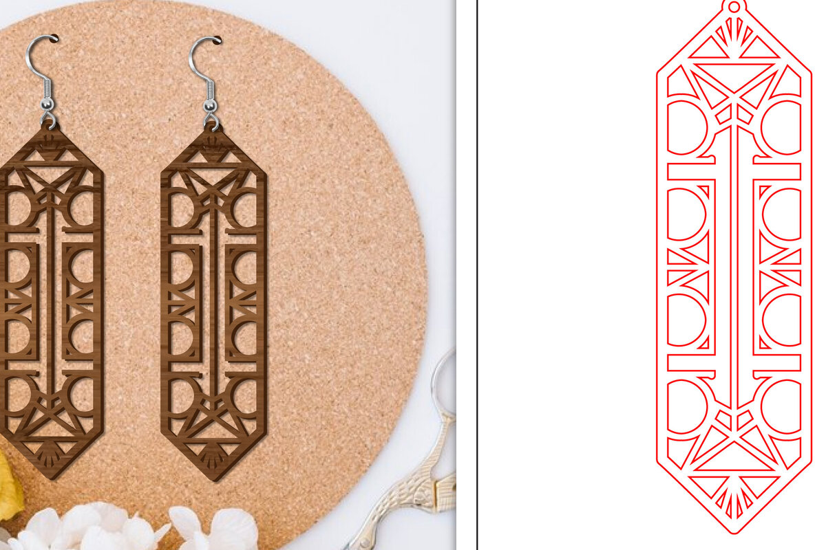 Intra απο ξύλο plywood 3mm-4mm πάχος - Σκουλαρίκια Laser Cut | Αφηρημένα σκουλαρίκια Δίασταση 3x3 cm INTRAFABR-114376317