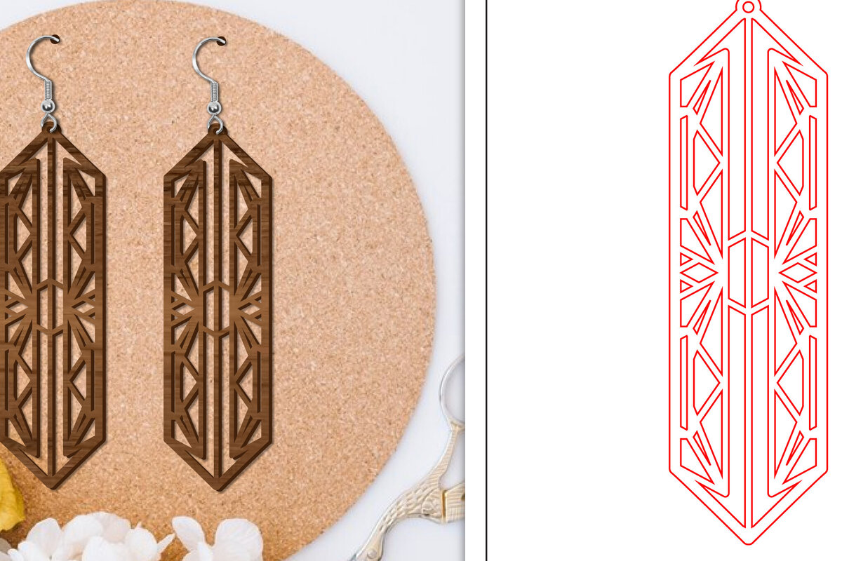 Intra απο ξύλο plywood 3mm-4mm πάχος - Σκουλαρίκια Laser Cut | Αφηρημένα σκουλαρίκια Δίασταση 3x3 cm INTRAFABR-114376396