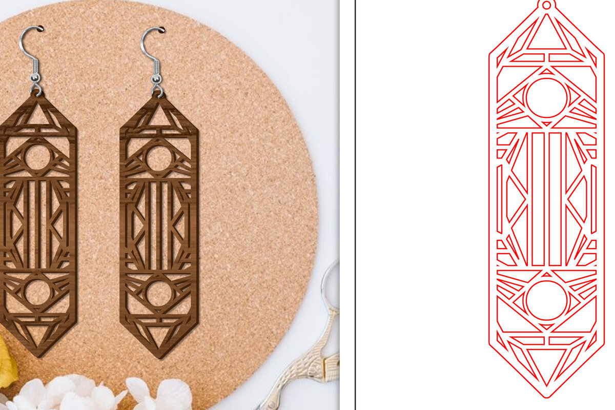 Intra απο ξύλο plywood 3mm-4mm πάχος - Σκουλαρίκια Laser Cut | Αφηρημένα σκουλαρίκια Δίασταση 3x3 cm INTRAFABR-114376419