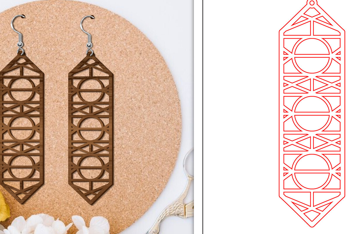 Intra απο ξύλο plywood 3mm-4mm πάχος - Σκουλαρίκια Laser Cut | Αφηρημένα σκουλαρίκια Δίασταση 3x3 cm INTRAFABR-114375440