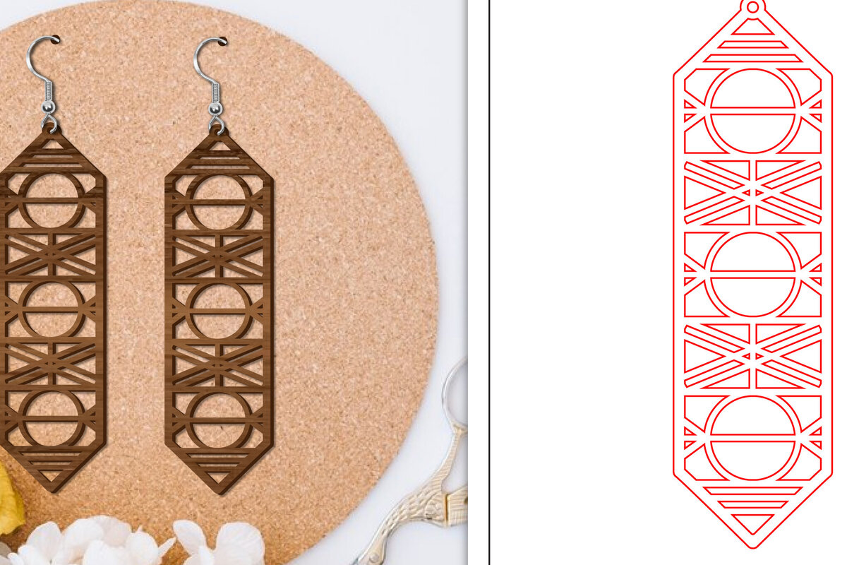 Intra απο ξύλο plywood 3mm-4mm πάχος - Σκουλαρίκια Laser Cut | Αφηρημένα σκουλαρίκια Δίασταση 3x3 cm INTRAFABR-114375468