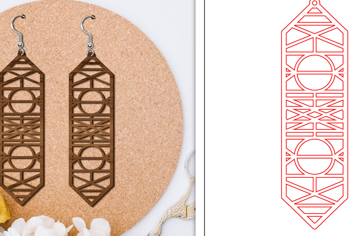 Intra απο ξύλο plywood 3mm-4mm πάχος - Σκουλαρίκια Laser Cut | Αφηρημένα σκουλαρίκια Δίασταση 3x3 cm INTRAFABR-114375490