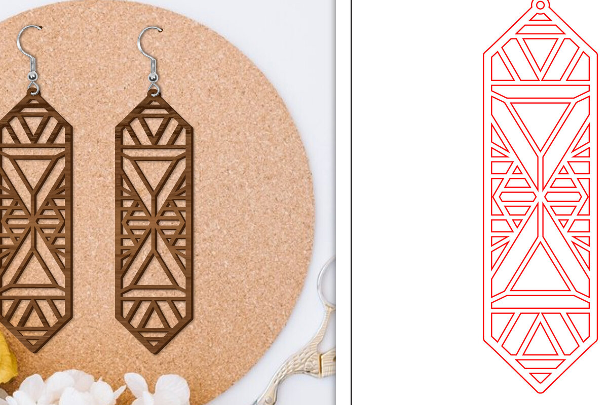 Intra απο ξύλο plywood 3mm-4mm πάχος - Σκουλαρίκια Laser Cut | Αφηρημένα σκουλαρίκια Δίασταση 3x3 cm INTRAFABR-114374437