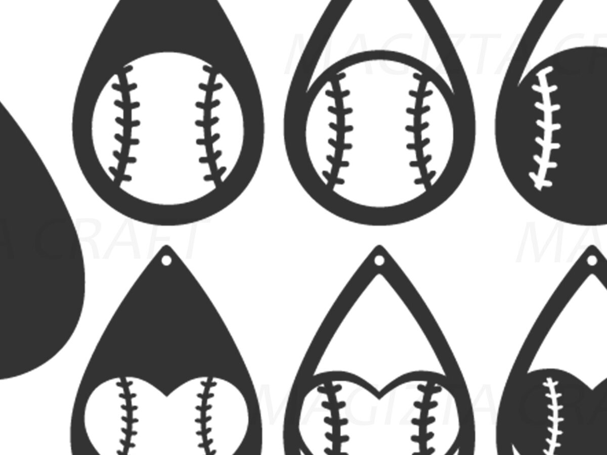 Intra απο ξύλο plywood 3mm-4mm πάχος - Σκουλαρίκια Laser Cut Baseball  Δίασταση 3x3 cm INTRAFABR-90013884