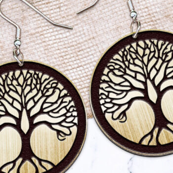 Intra απο ξύλο plywood 3mm-4mm πάχος - Σκουλαρίκια Laser cut. Boho Σκουλαρίκια Laser Δίασταση 3x3 cm INTRAFABR-119144991 - Image 1