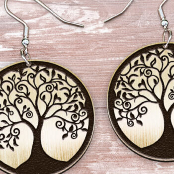 Intra απο ξύλο plywood 3mm-4mm πάχος - Σκουλαρίκια Laser cut. Boho Σκουλαρίκια Laser Δίασταση 3x3 cm INTRAFABR-119083974 - Image 1