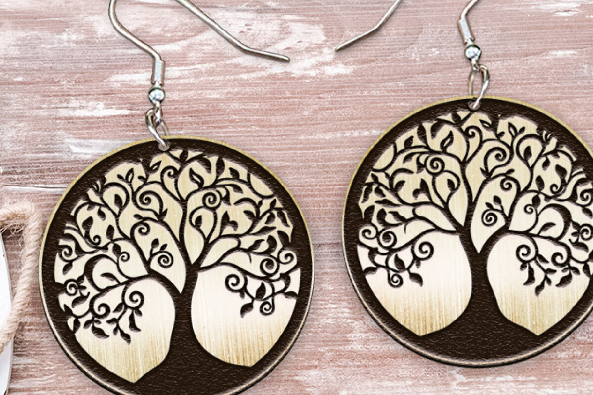 Intra απο ξύλο plywood 3mm-4mm πάχος - Σκουλαρίκια Laser cut. Boho Σκουλαρίκια Laser Δίασταση 3x3 cm INTRAFABR-119083974