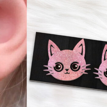 Intra απο ξύλο plywood 3mm-4mm πάχος - Σκουλαρίκια Laser cut. Λέιζερ σιλουέτας γάτας Δίασταση 3x3 cm INTRAFABR-119799387 - Image 1