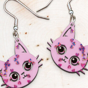 Intra απο ξύλο plywood 3mm-4mm πάχος - Σκουλαρίκια Laser cut. Λέιζερ σιλουέτας γάτας Δίασταση 3x3 cm INTRAFABR-119804828 - Image 1