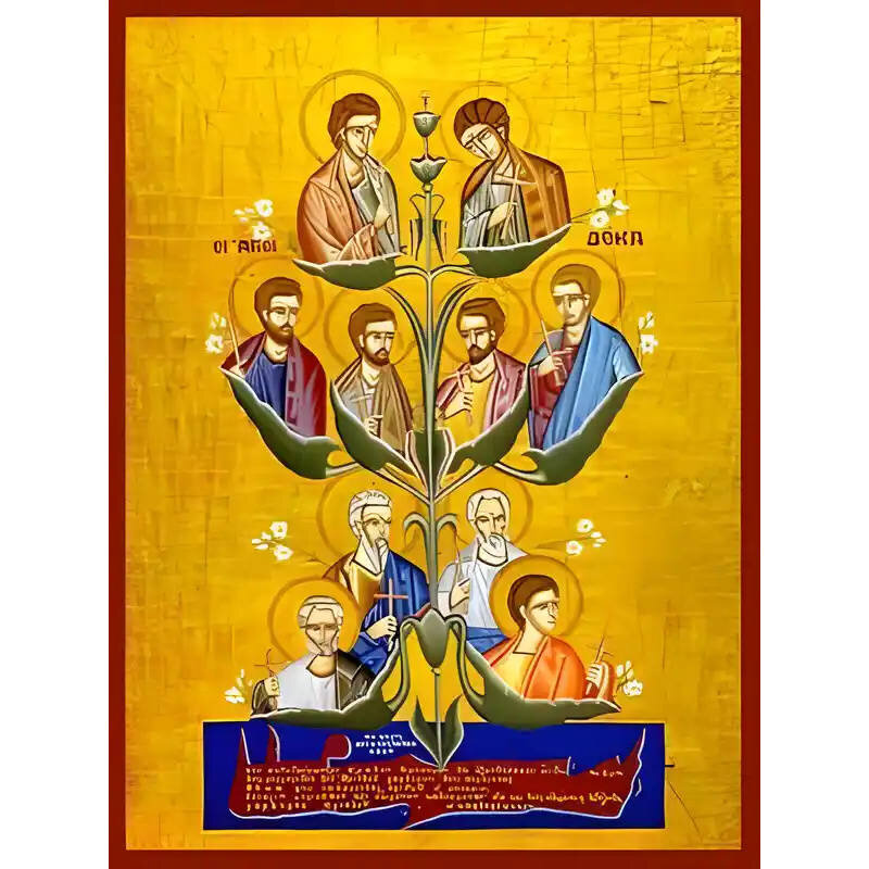 Εικόνα Ορθοδοξίας με περίγραμμα χρυσό σε ξύλο Φλαμουρίας  με  βάση Εικόνα ΑΓΙΟΙ ΔΕΚΑ ΚΡΗΤΗΣ Χειροποίητη Ελληνορθόδοξη εικόνα του Ιησού Χριστού, Κρεμαστή πλάκα βυζαντινής τέχνης, χριστιανική τέχνη Διάσταση 40x30 cm (10,2x7,9 ίντσες)  INTRAEK-1447757865175