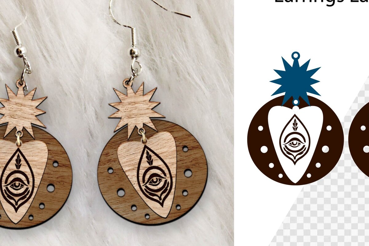 Intra απο ξύλο plywood 3mm-4mm πάχος - Σκουλαρίκια Laser cut. Σκουλαρίκια . Δίασταση 3x3 cm INTRAFABR-100956167