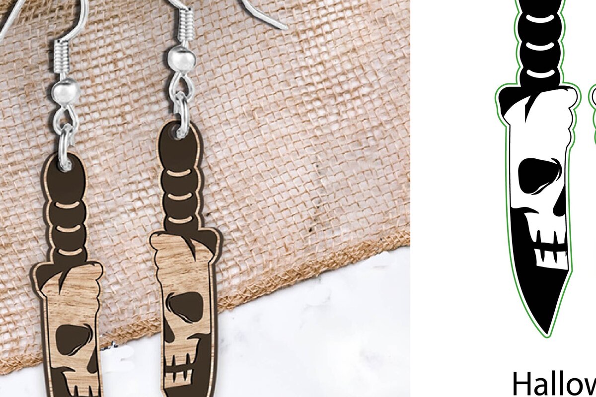 Intra απο ξύλο plywood 3mm-4mm πάχος - Σκουλαρίκια Laser cut. Αποκριάτικη  Δίασταση 3x3 cm INTRAFABR-103895216