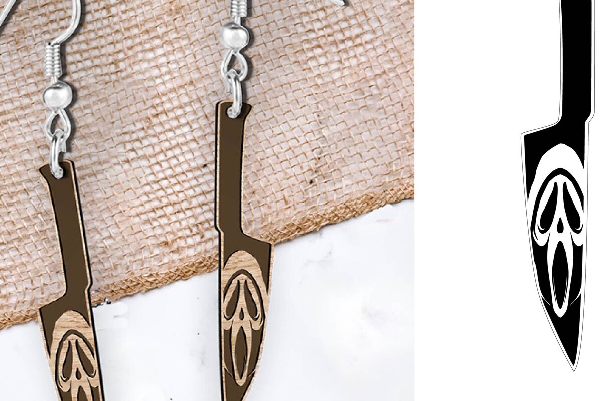 Intra απο ξύλο plywood 3mm-4mm πάχος - Σκουλαρίκια Laser cut. Αποκριάτικη  Δίασταση 3x3 cm INTRAFABR-104137281