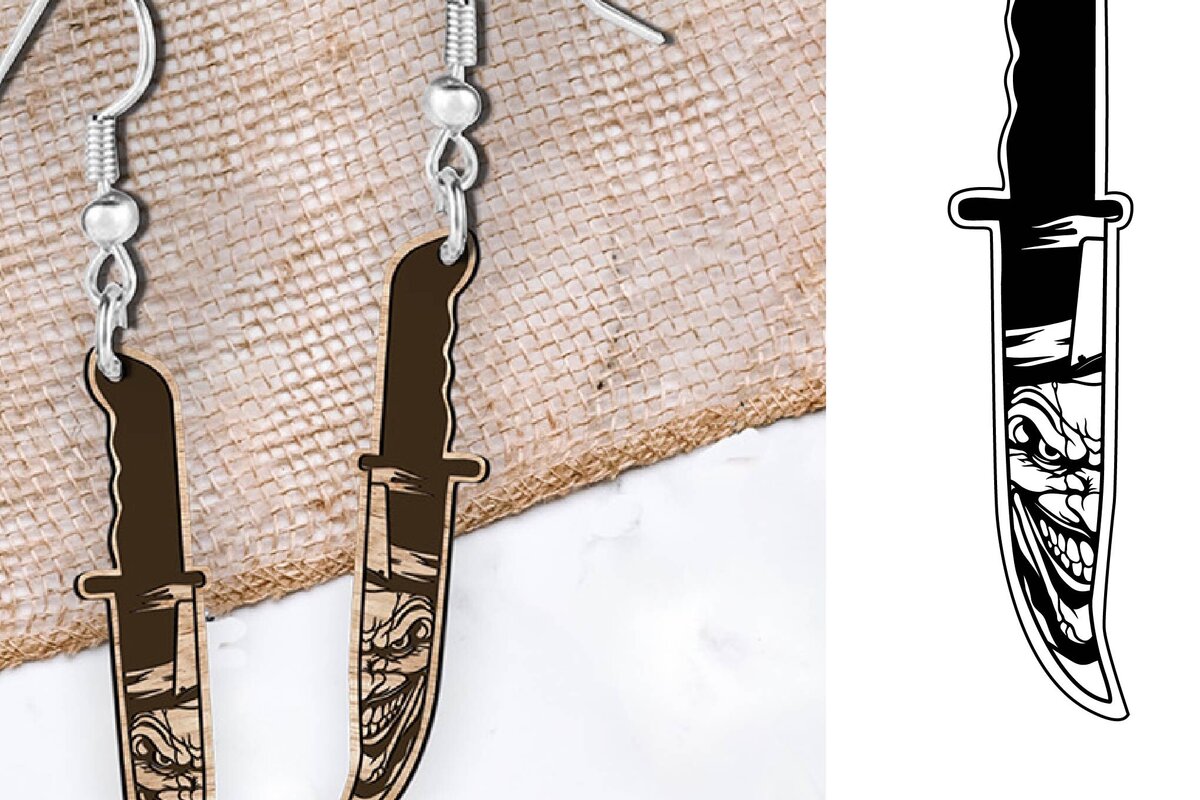 Intra απο ξύλο plywood 3mm-4mm πάχος - Σκουλαρίκια Laser cut. Αποκριάτικη  Δίασταση 3x3 cm INTRAFABR-104137744