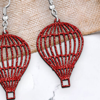 Intra απο ξύλο plywood 3mm-4mm πάχος - Σκουλαρίκια Laser cut. Μπαλόνι ζεστού αέρα. Δίασταση 3x3 cm INTRAFABR-112360264 - Image 1