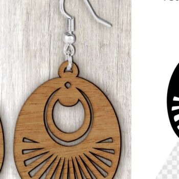 Intra απο ξύλο plywood 3mm-4mm πάχος - Σκουλαρίκια Laser cut. Σκουλαρίκια με . Δίασταση 3x3 cm INTRAFABR-100151421 - Image 1