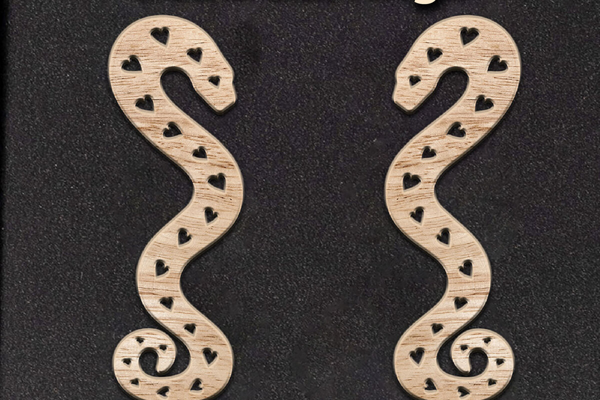 Intra απο ξύλο plywood 3mm-4mm πάχος - Σκουλαρίκια Laser cut. Snake Laser Cut. Δίασταση 3x3 cm INTRAFABR-112175822