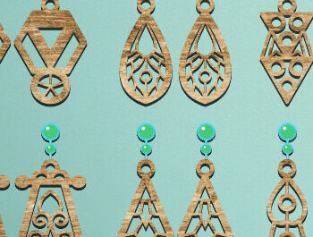 Intra απο ξύλο plywood 3mm-4mm πάχος - Σκουλαρίκια Laser Cut  Bundle Δίασταση 3x3 cm INTRAFABR-70105800 - Image 2