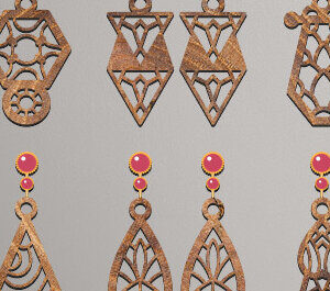 Intra απο ξύλο plywood 3mm-4mm πάχος - Σκουλαρίκια Laser Cut  Design Δίασταση 3x3 cm INTRAFABR-67788832