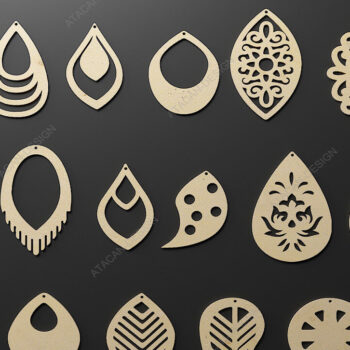 Intra απο ξύλο plywood 3mm-4mm πάχος - Σετ κοσμημάτων με σκουλαρίκια Laser Cut Templates Δίασταση 3x3 cm INTRAFABR-68564838 - Image 1