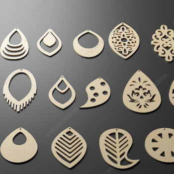 Intra απο ξύλο plywood 3mm-4mm πάχος - Σετ κοσμημάτων με σκουλαρίκια Laser Cut Templates Δίασταση 3x3 cm INTRAFABR-68564838 - Image 2