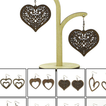 Intra απο ξύλο plywood 3mm-4mm πάχος - Σκουλαρίκια Laser File.10 Σχέδια και βάση Δίασταση 9x13 cm INTRAFABR-113676658 - Image 1