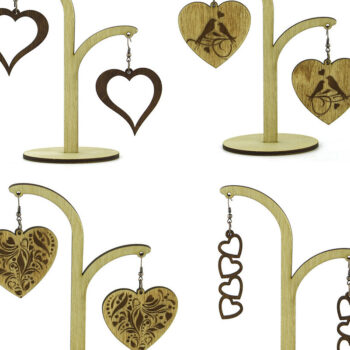 Intra απο ξύλο plywood 3mm-4mm πάχος - Σκουλαρίκια Laser File.10 Σχέδια και βάση Δίασταση 9x13 cm INTRAFABR-113676658 - Image 3