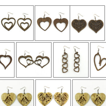 Intra απο ξύλο plywood 3mm-4mm πάχος - Σκουλαρίκια Laser File.10 Σχέδια και βάση Δίασταση 9x13 cm INTRAFABR-113676658 - Image 5