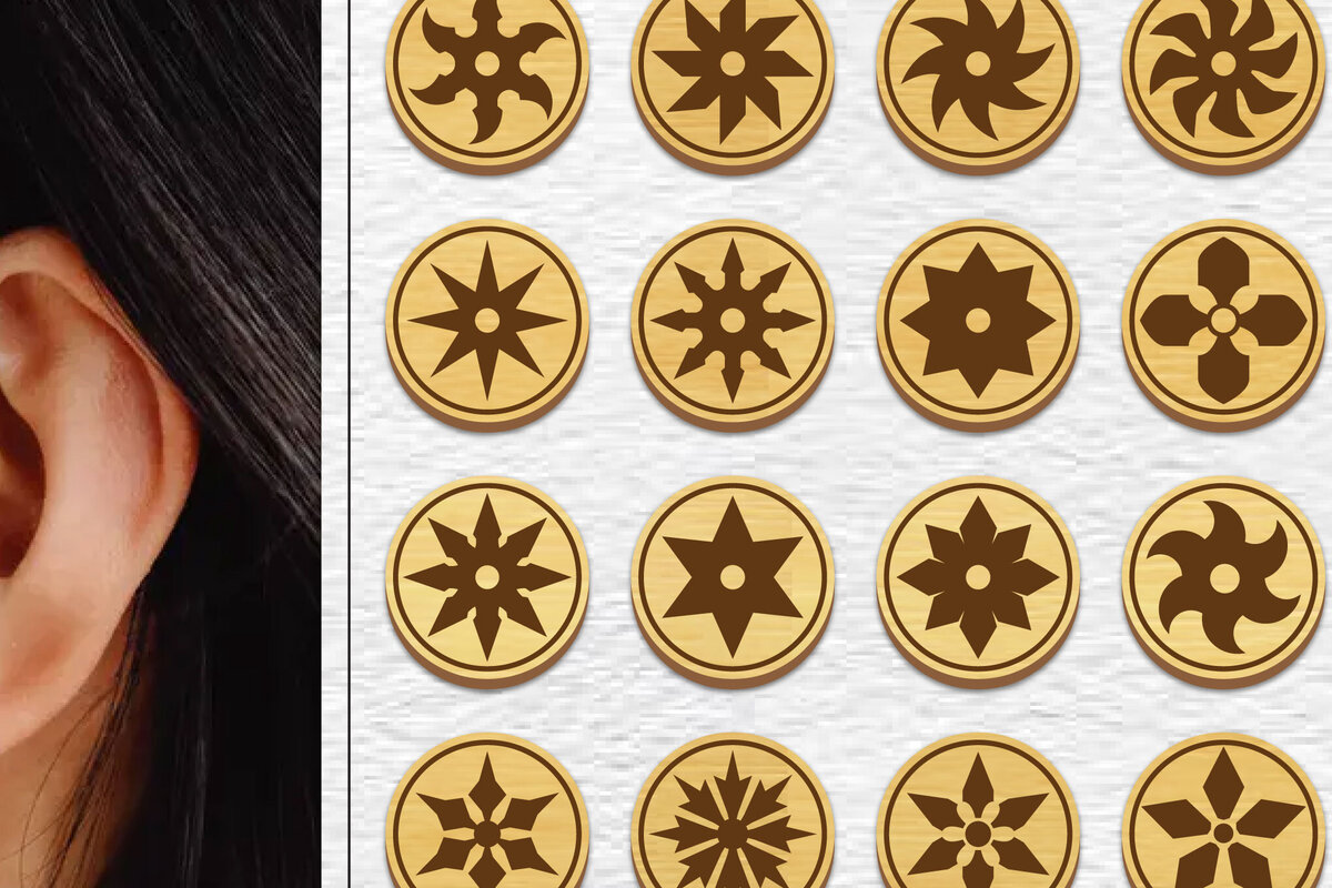 Intra απο ξύλο plywood 3mm-4mm πάχος - Σκουλαρίκια Μαγνήτης Laser Cut Bundle Δίασταση 3x3 cm INTRAFABR-101769941