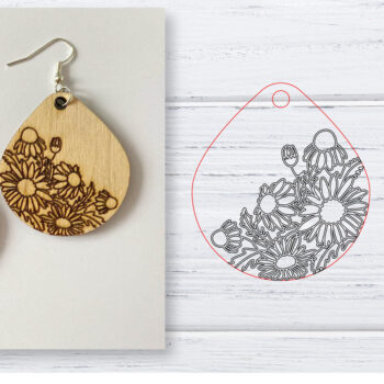 Intra απο ξύλο plywood 3mm-4mm πάχος - Σκουλαρίκια  | Daisy  |  Δίασταση 3x3 cm INTRAFABR-29596959 - Image 1