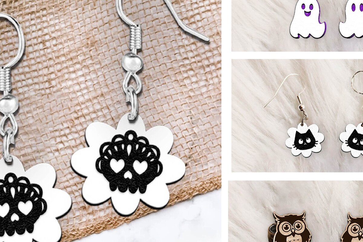 Intra απο ξύλο plywood 3mm-4mm πάχος - Σκουλαρίκια . Σκουλαρίκια απόκριες. Δίασταση 3x3 cm INTRAFABR-103000264