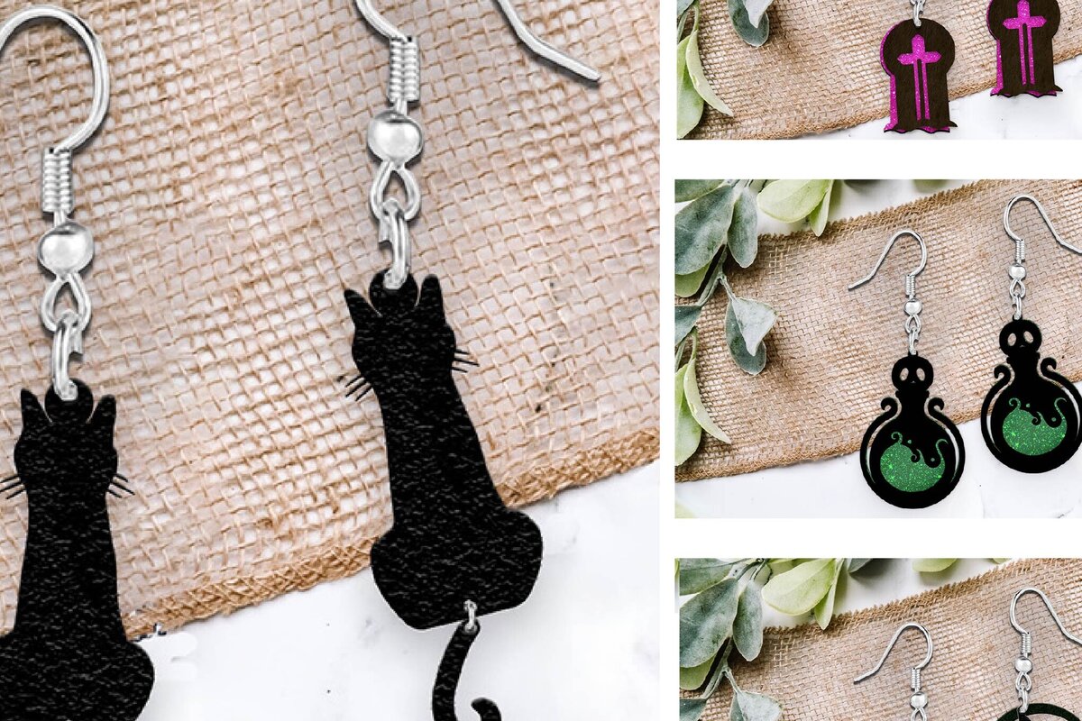 Intra απο ξύλο plywood 3mm-4mm πάχος - Σκουλαρίκια . Σκουλαρίκια αποκριών Δίασταση 3x3 cm INTRAFABR-102999680