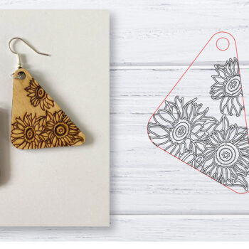 Intra απο ξύλο plywood 3mm-4mm πάχος - Σκουλαρίκια  | Sunflower  | Δίασταση 3x3 cm INTRAFABR-29598355 - Image 1