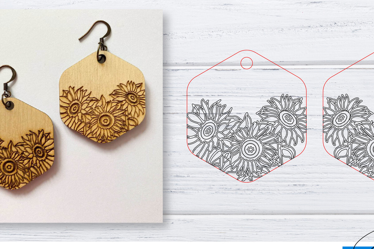 Intra απο ξύλο plywood 3mm-4mm πάχος - Σκουλαρίκια  | Sunflower  | Δίασταση 3x3 cm INTRAFABR-29598233