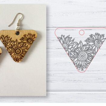 Intra απο ξύλο plywood 3mm-4mm πάχος - Σκουλαρίκια  | Sunflower  | Δίασταση 3x3 cm INTRAFABR-29598265 - Image 1