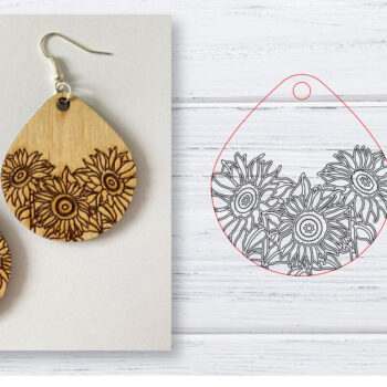 Intra απο ξύλο plywood 3mm-4mm πάχος - Σκουλαρίκια  | Sunflower  | Δίασταση 3x3 cm INTRAFABR-29598286 - Image 1