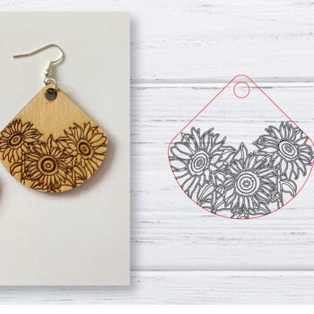 Intra απο ξύλο plywood 3mm-4mm πάχος - Σκουλαρίκια  | Sunflower  | Δίασταση 3x3 cm INTRAFABR-29598319 - Image 1